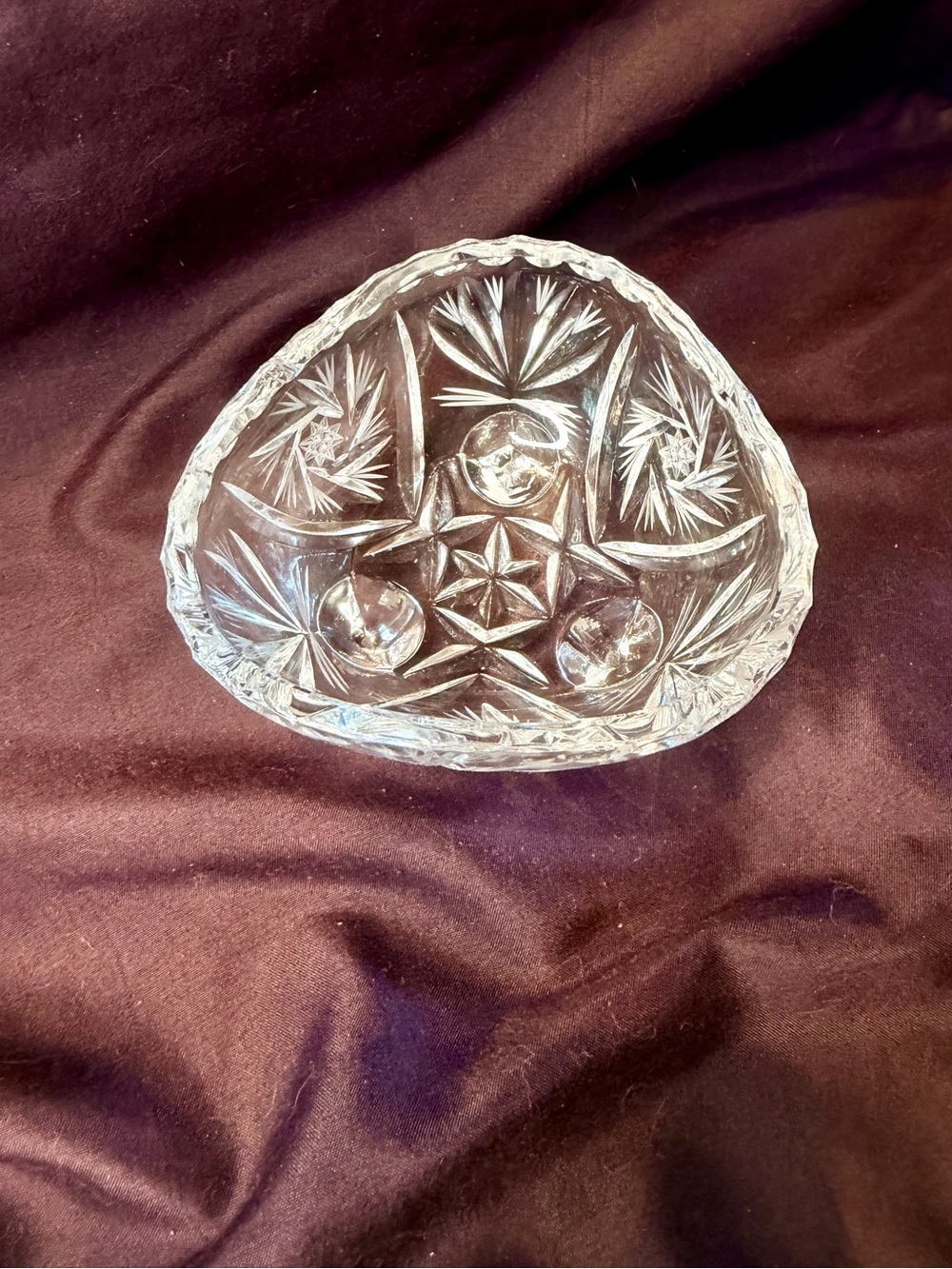 Crystal, 3 footed bowl, Small